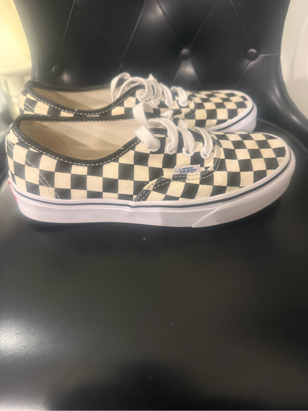 Vans Checkerboard Lace-Up Sneakers in Black/White